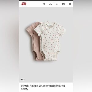 H&M Pink and Cream Baby Bodysuits Set